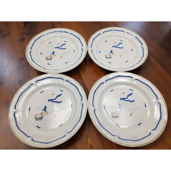 vintage 1987 newcor set of 4 stoneware 6005 countryside 7.5" dessert plates. - Picture 4 of 7